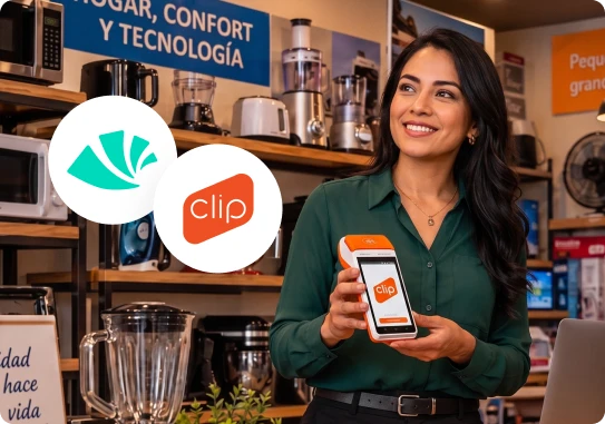 Cajera cobrando con terminal Clip conectada a Alegra POS