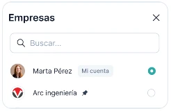 Panel de empresas cliente en Espacio Contador