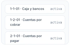 Catálogo de cuentas preconfigurado