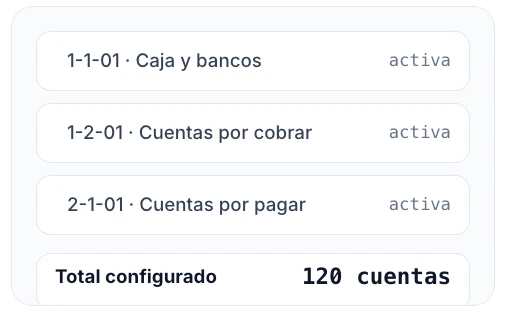 Catálogo de cuentas preconfigurado