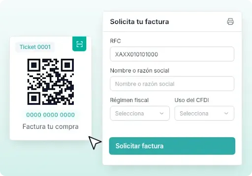 Autofactura en Alegra POS: ticket con código QR y formulario del Portal de Clientes para solicitar la factura