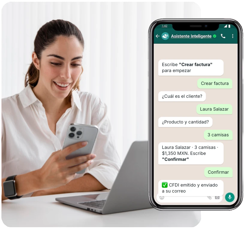 Facturar por WhatsApp en México con CFDI usando Alegra